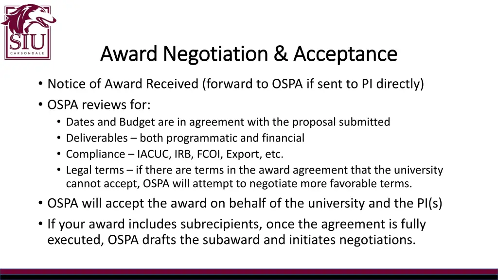 award negotiation acceptance award negotiation