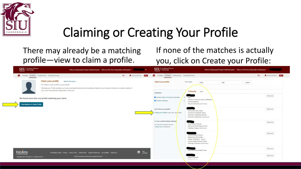 claiming or creating your profile claiming