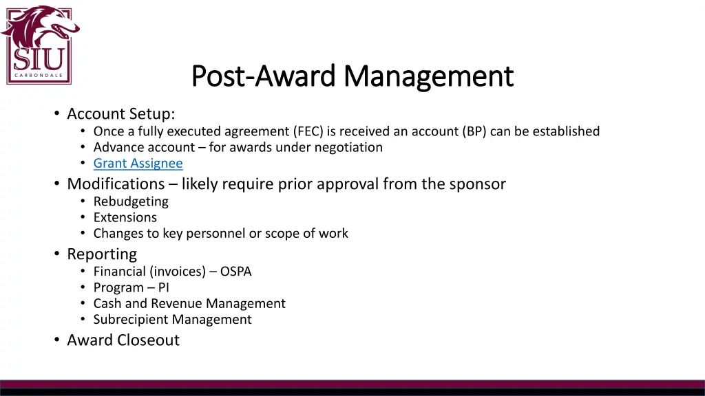 post post award management award management