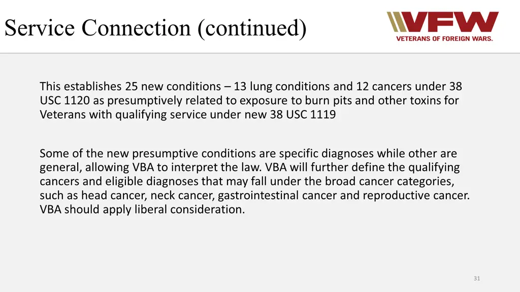 service connection continued