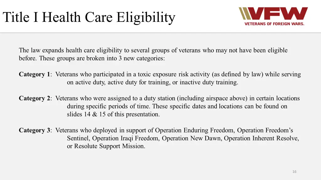 title i health care eligibility