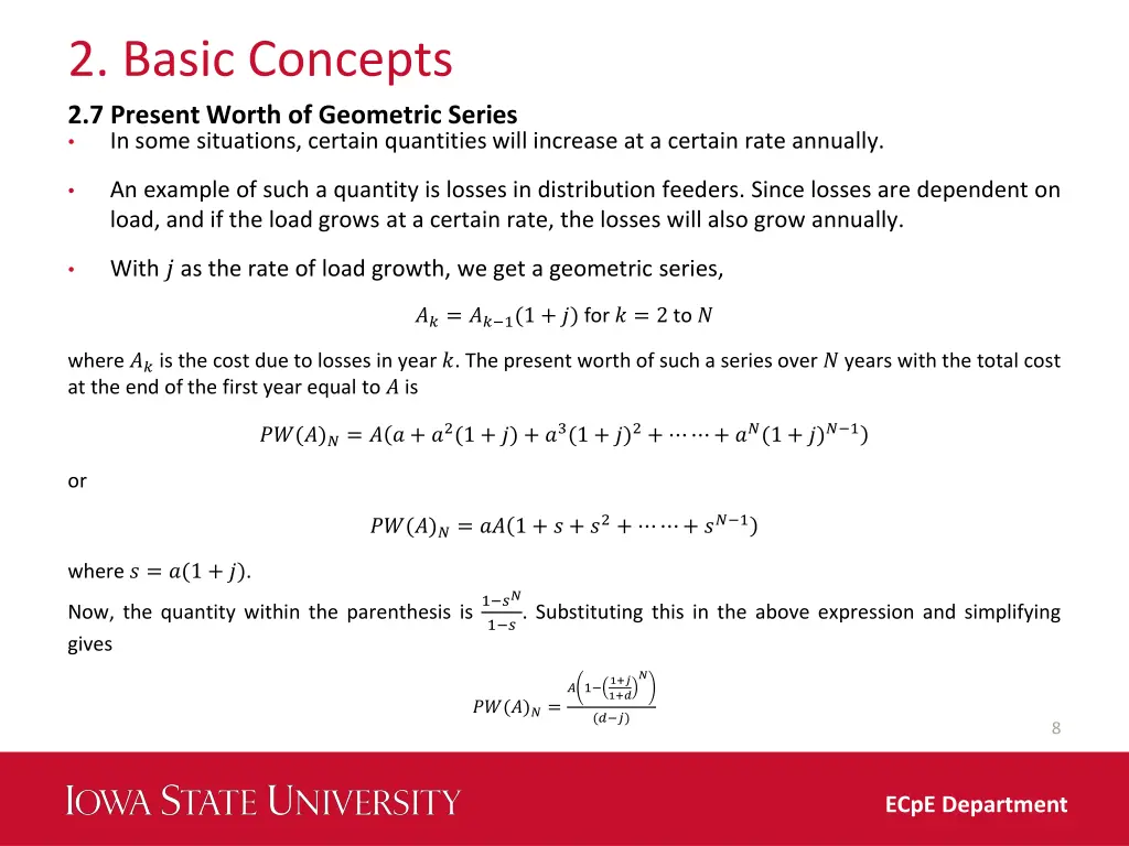 2 basic concepts 2 7 present worth of geometric