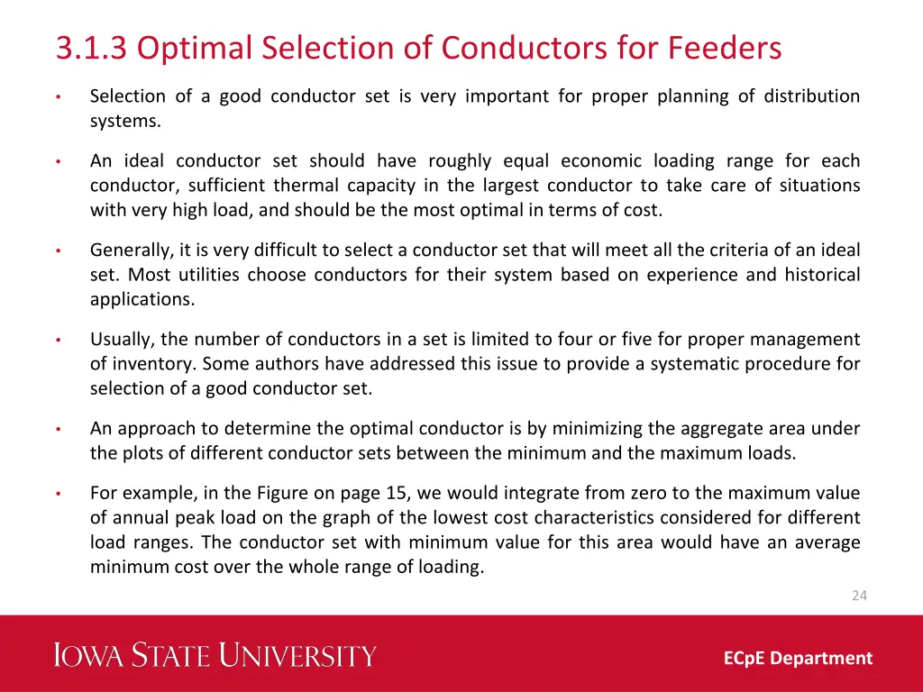 3 1 3 optimal selection of conductors for feeders