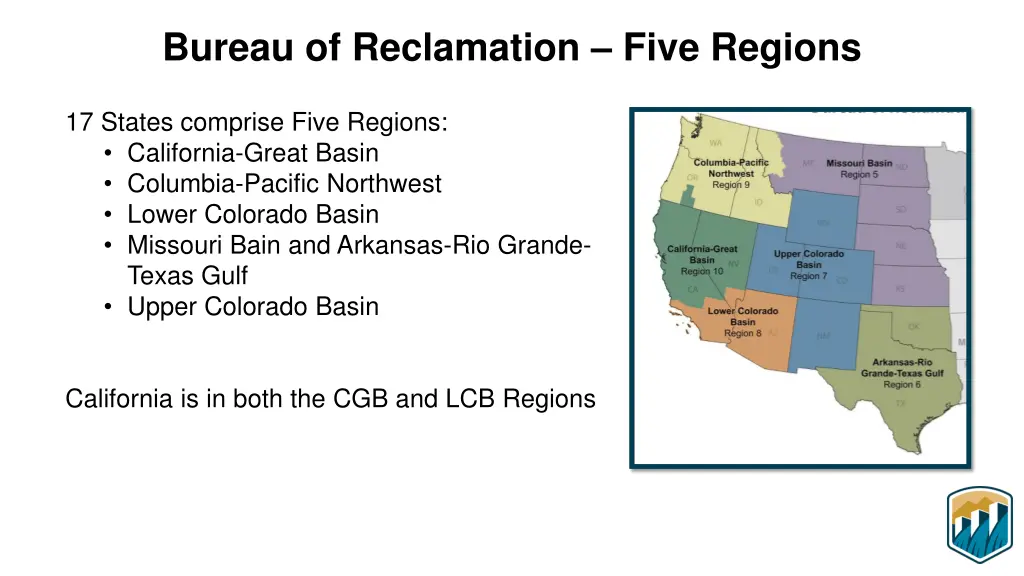 bureau of reclamation five regions