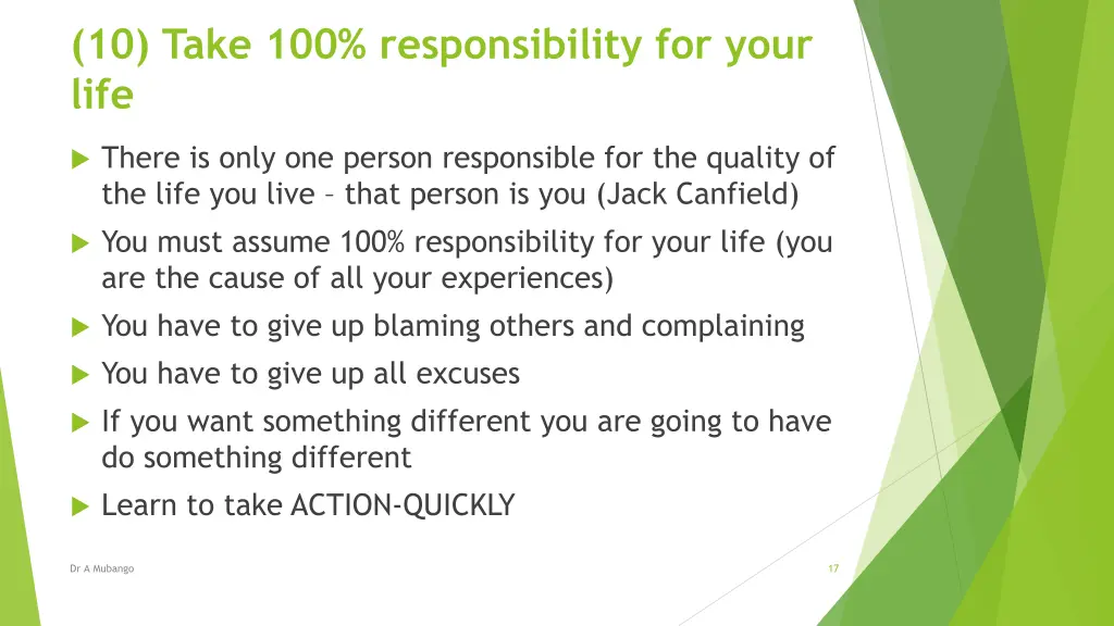 10 take 100 responsibility for your life
