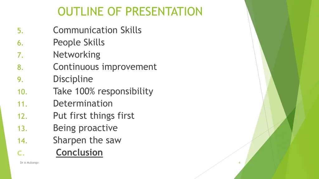 outline of presentation 1