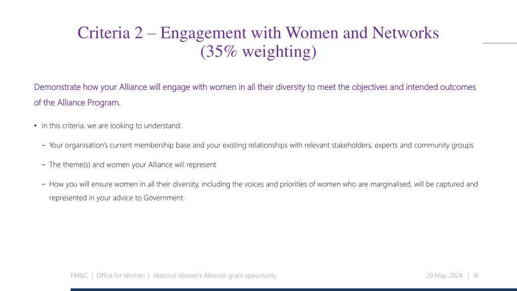 criteria 2 engagement with women and networks