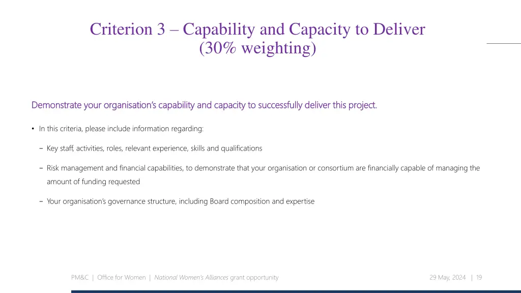 criterion 3 capability and capacity to deliver