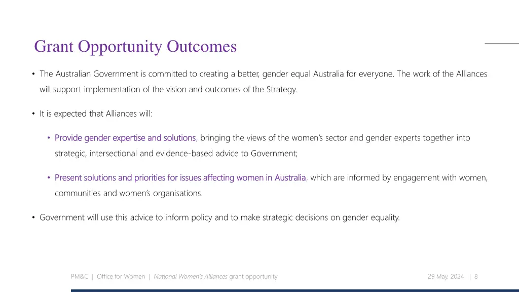 grant opportunity outcomes