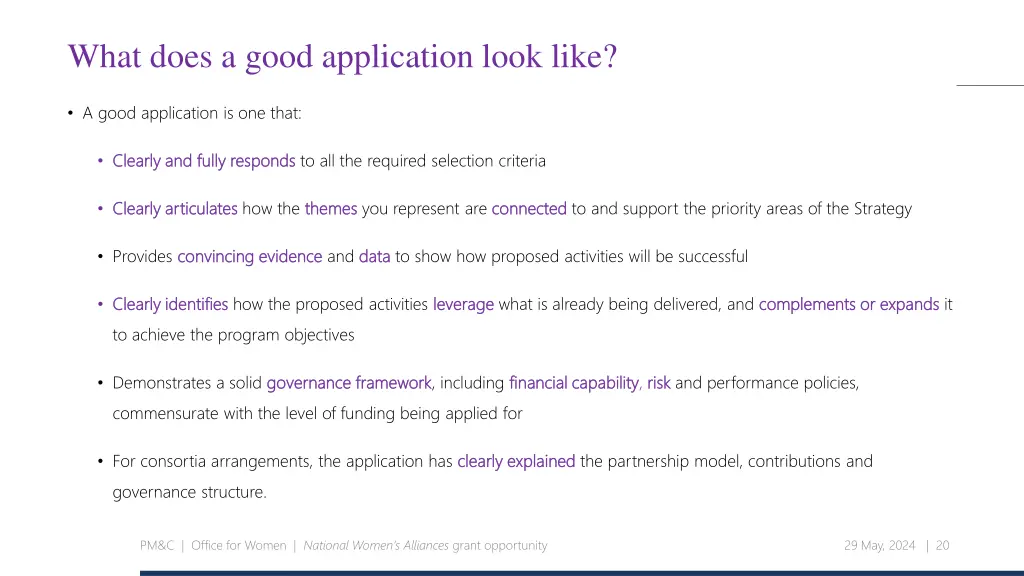 what does a good application look like