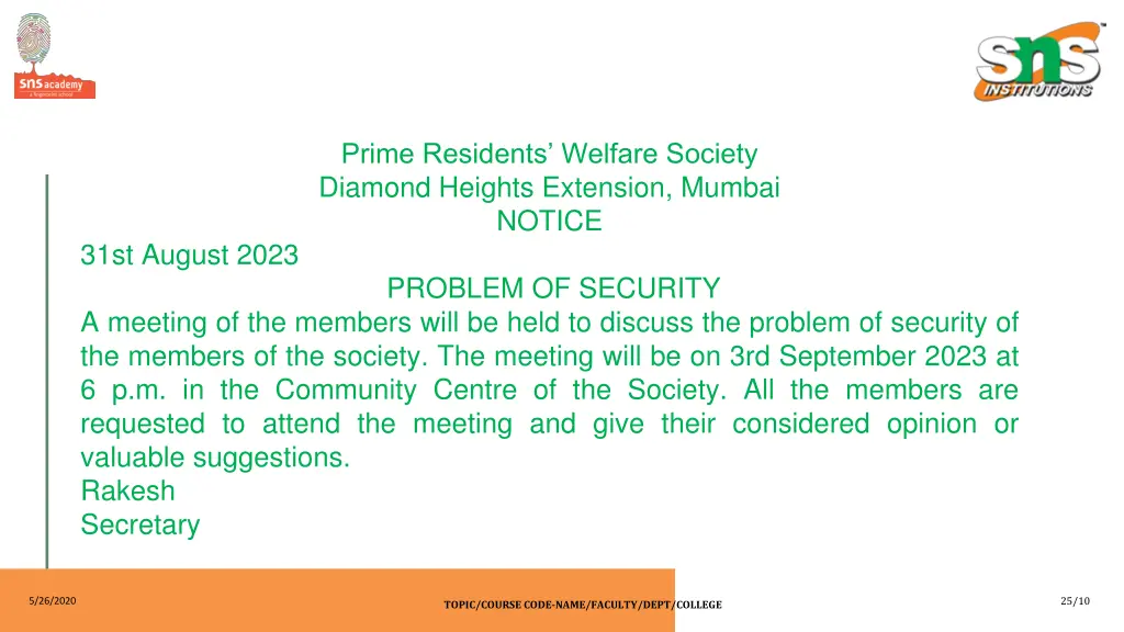 prime residents welfare society diamond heights