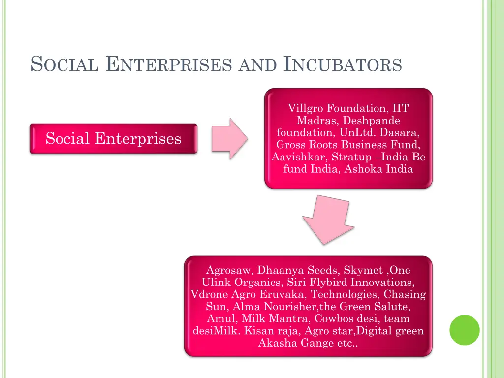 s ocial e nterprises and i ncubators