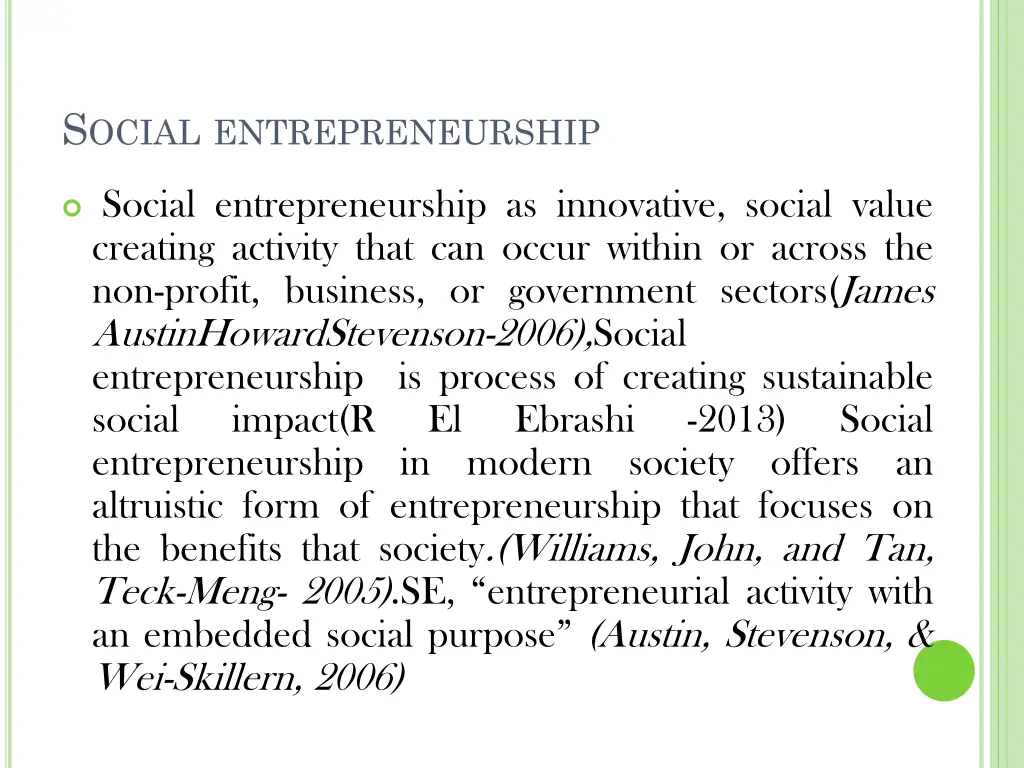 s ocial entrepreneurship
