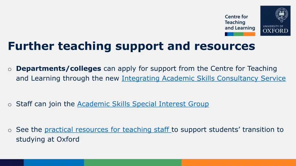 further teaching support and resources