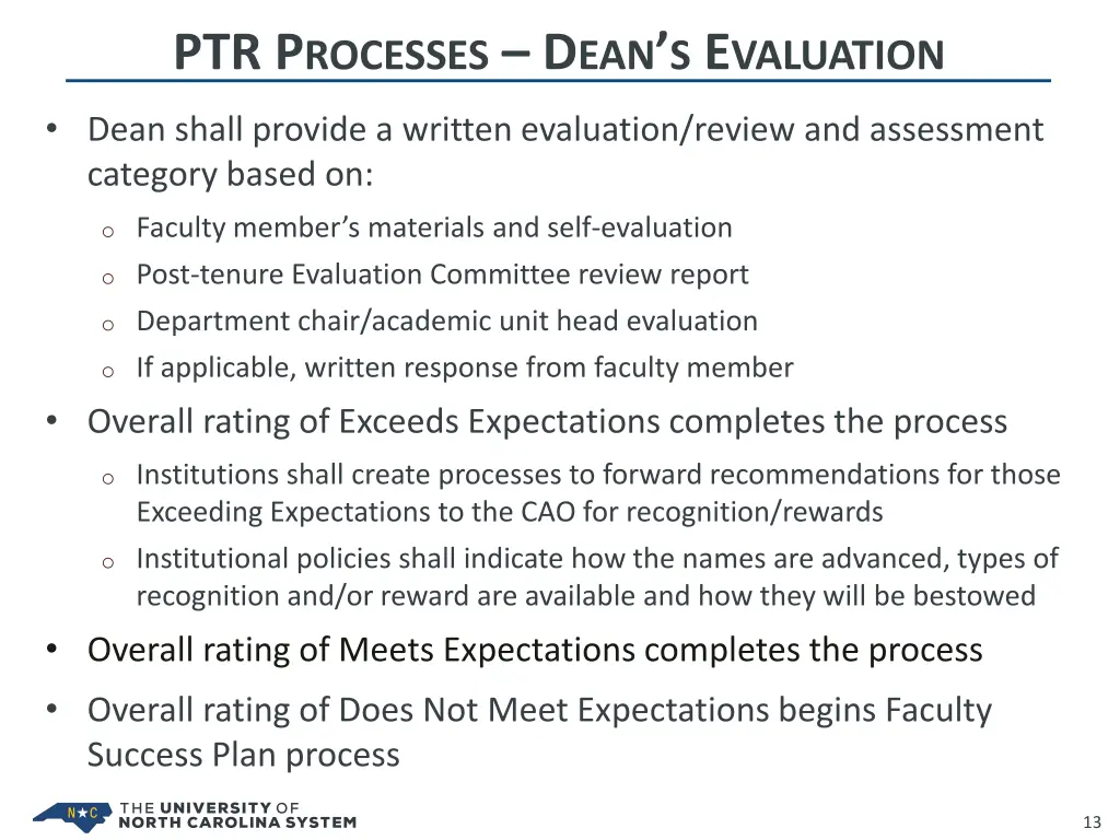 ptr p rocesses d ean s e valuation