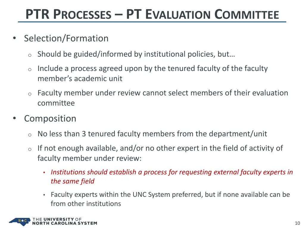 ptr p rocesses pt e valuation c ommittee