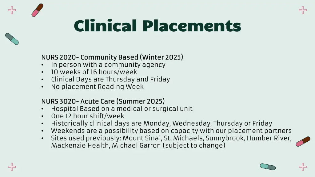 clinical placements clinical placements