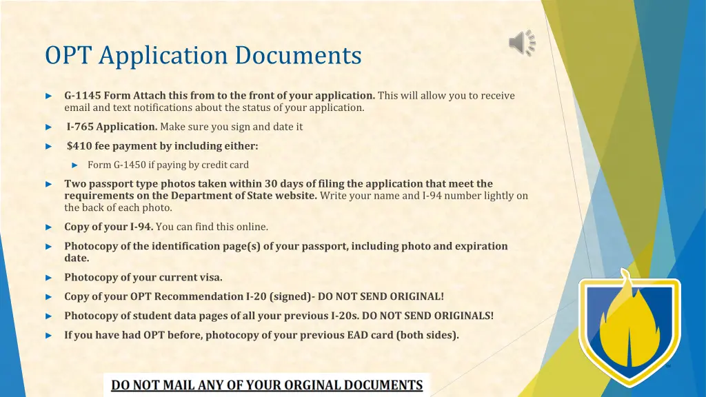 opt application documents