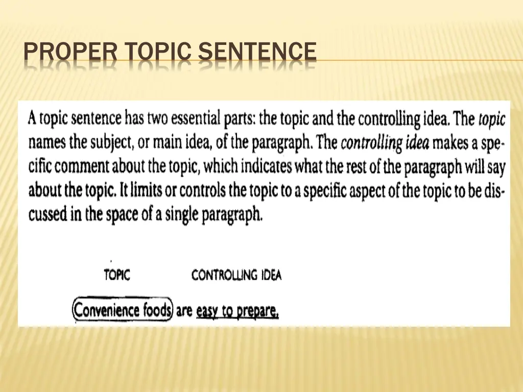 proper topic sentence