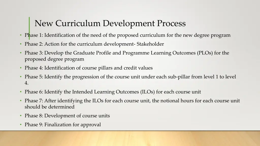 new curriculum development process