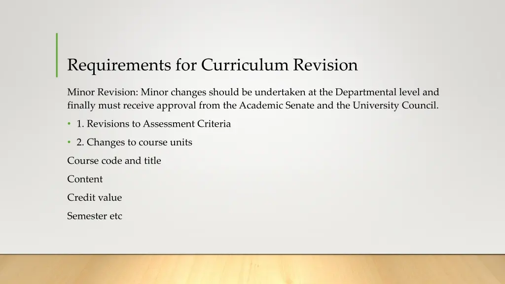 requirements for curriculum revision 1