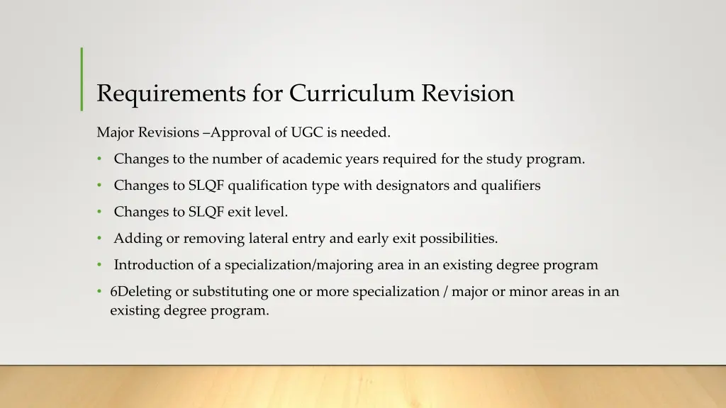 requirements for curriculum revision