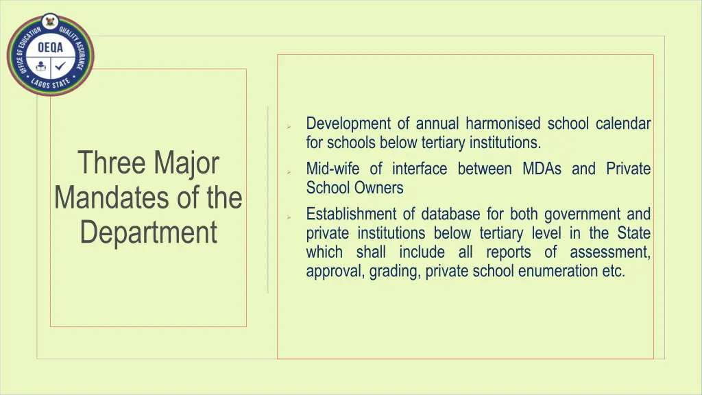 development of annual harmonised school calendar