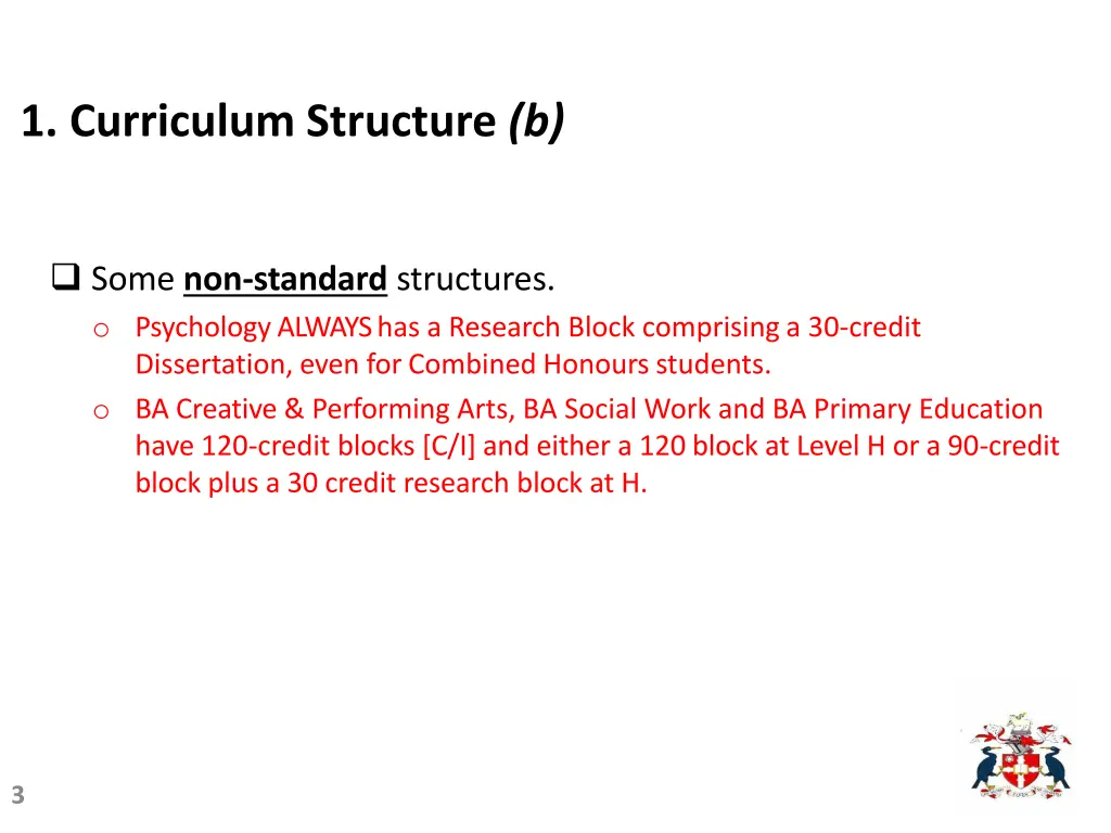 1 curriculum structure b