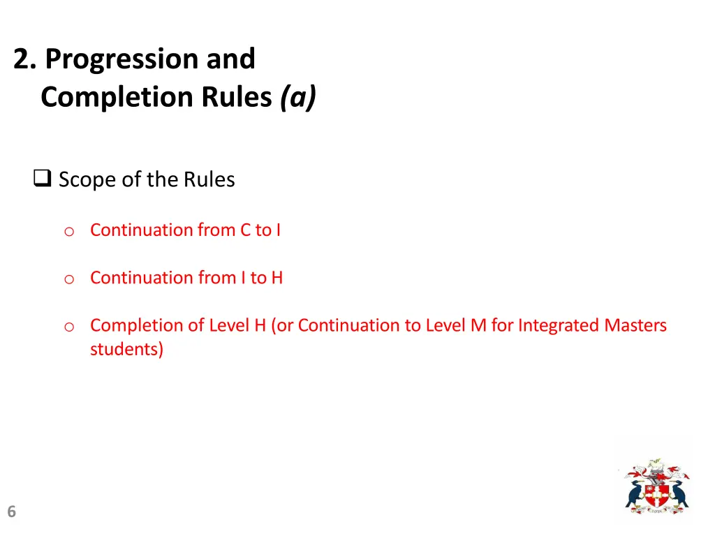 2 progression and completion rules a