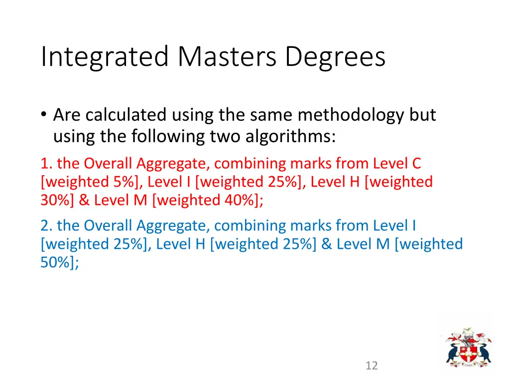 integrated masters degrees