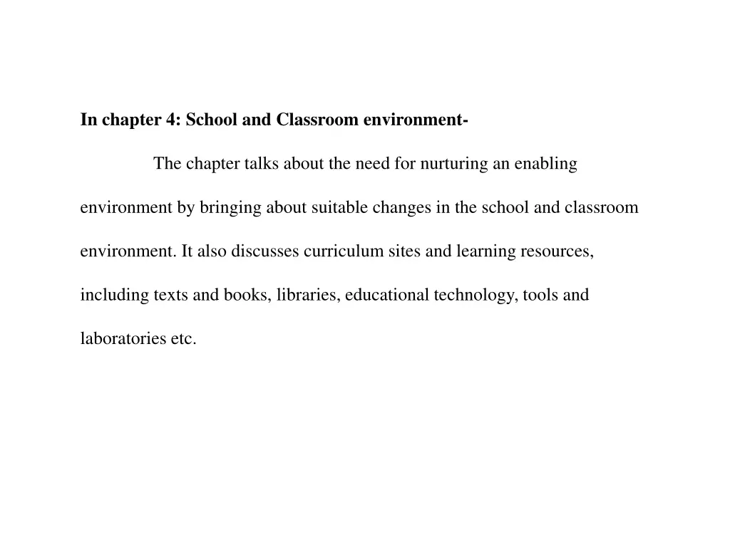 in chapter 4 school and classroom environment