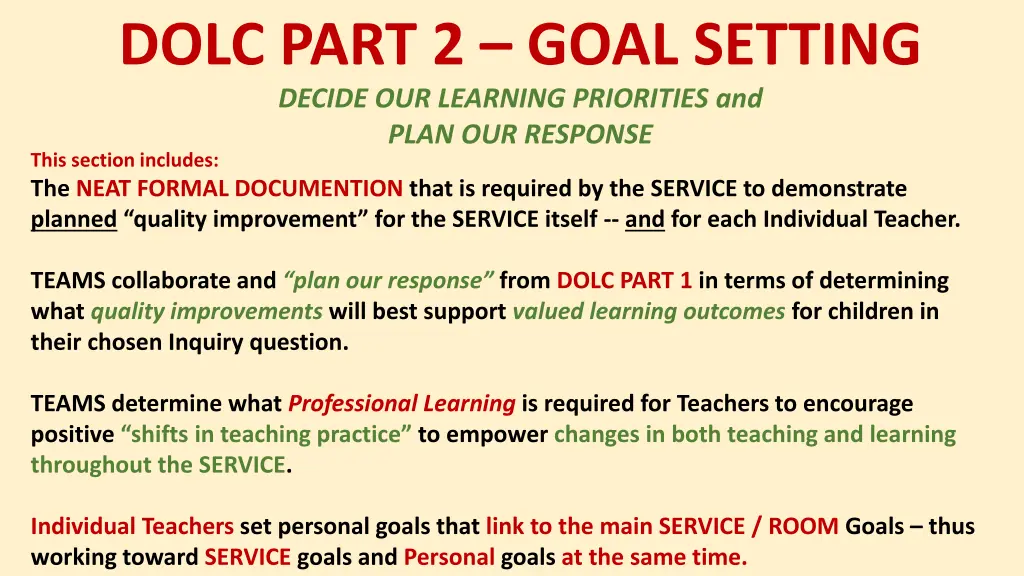 dolc part 2 goal setting decide our learning