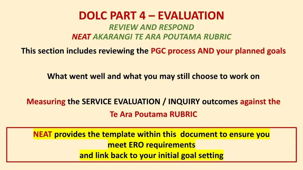 dolc part 4 evaluation review and respond neat