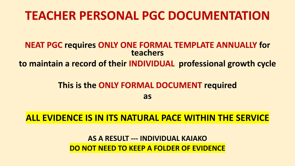 teacher personal pgc documentation