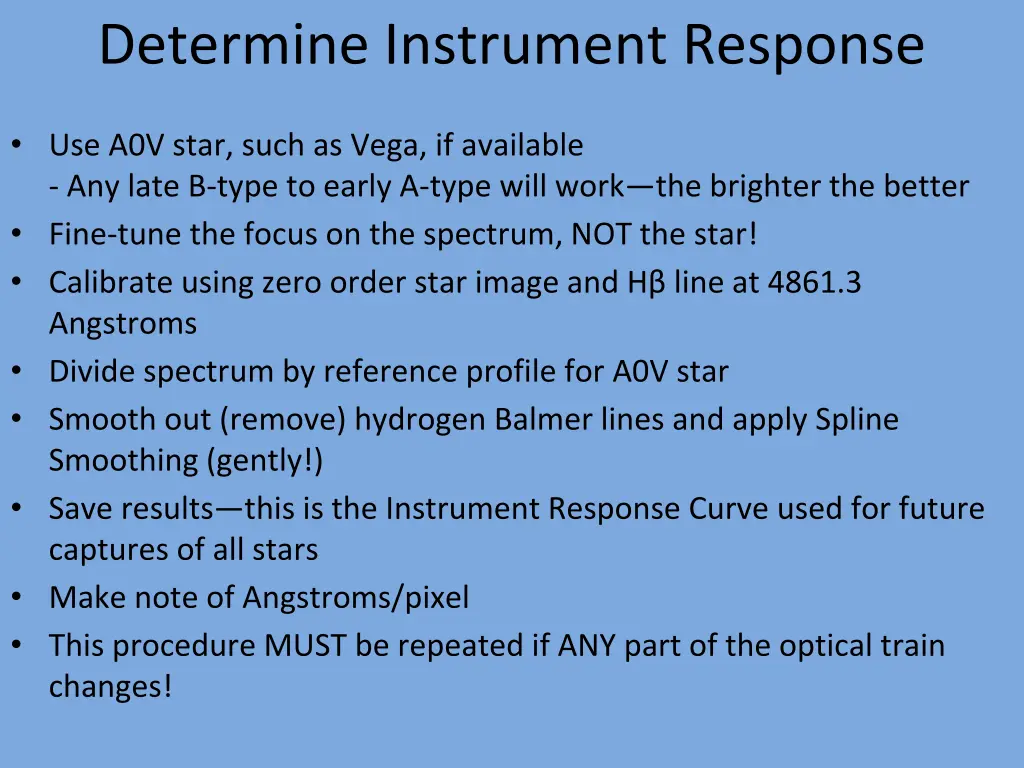 determine instrument response