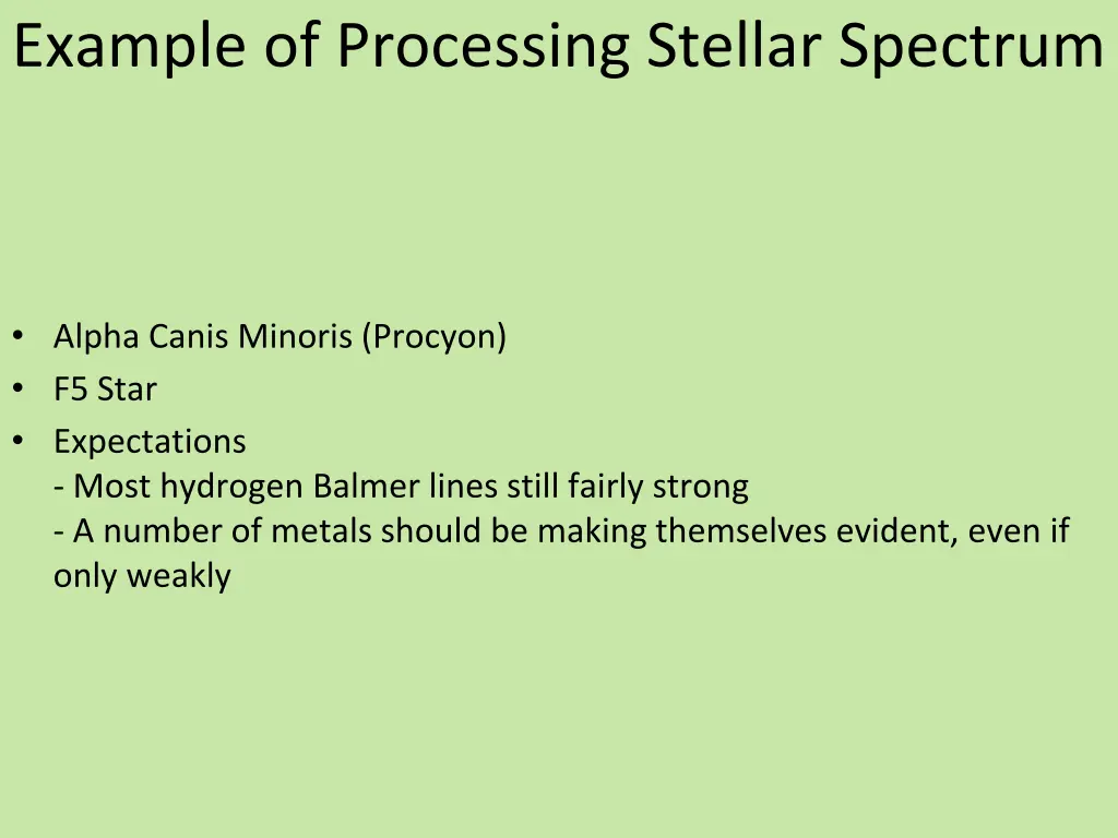 example of processing stellar spectrum