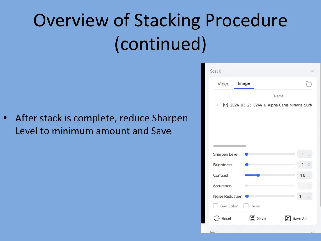 overview of stacking procedure continued