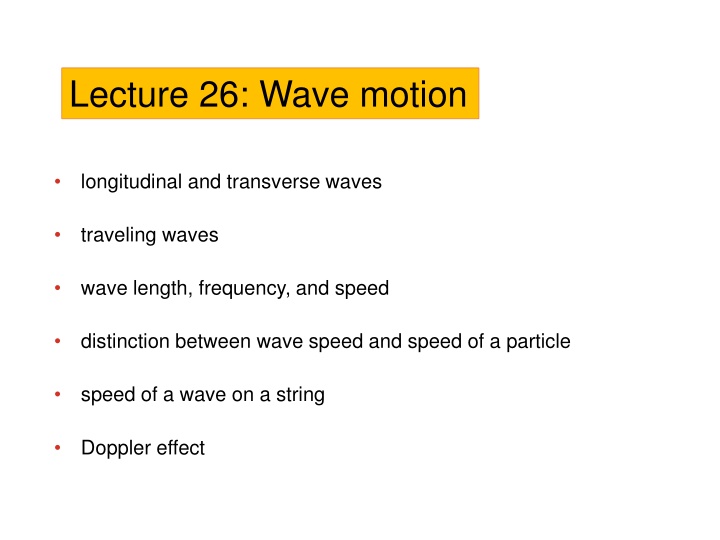 lecture 26 wave motion