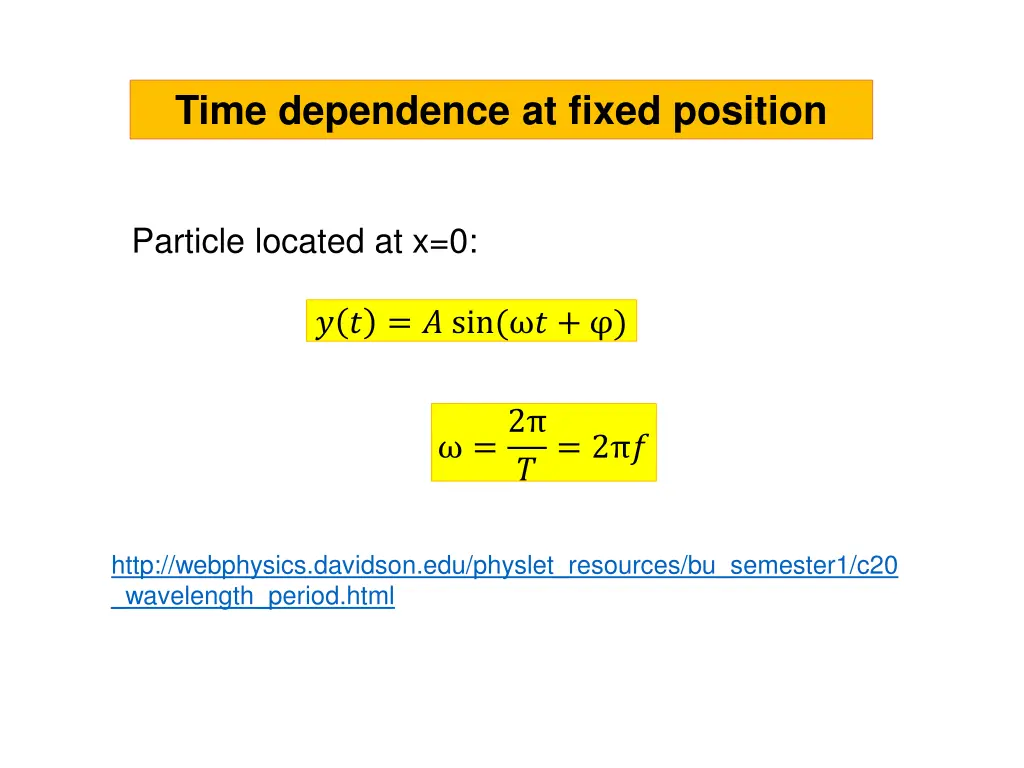 time dependence at fixed position