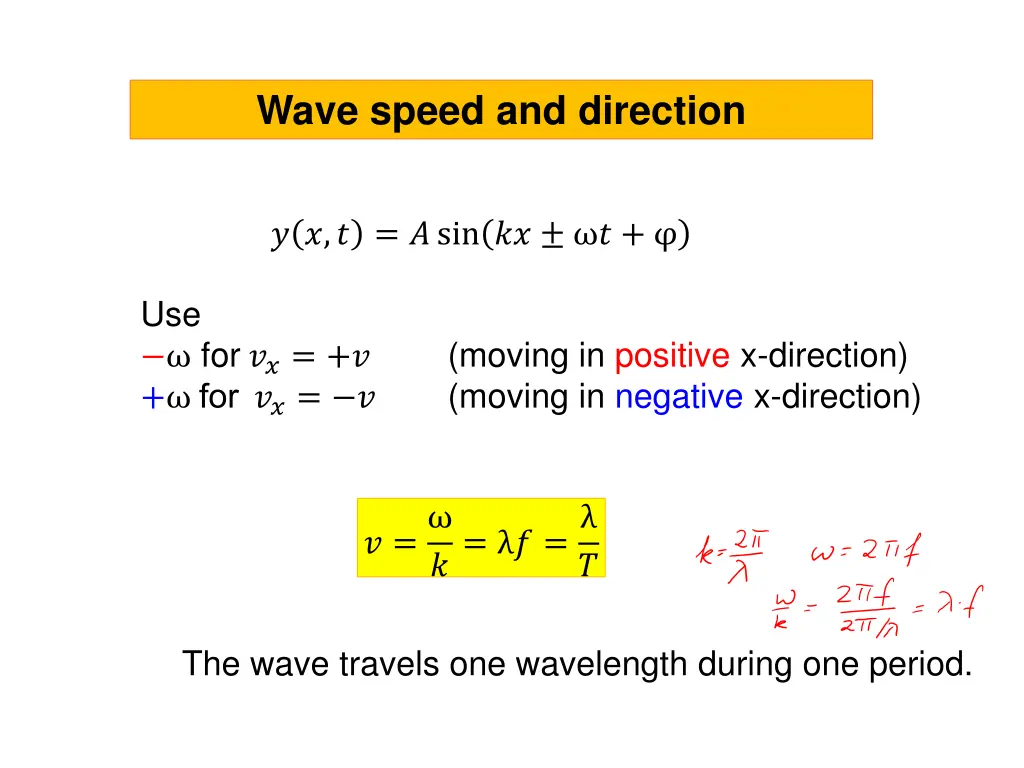 wave speed and direction