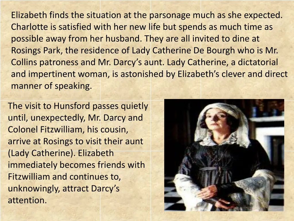 elizabeth finds the situation at the parsonage