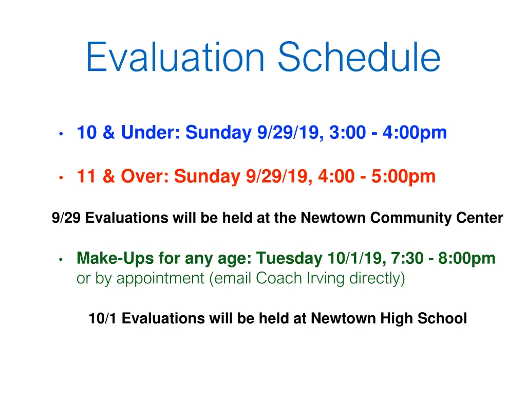 evaluation schedule