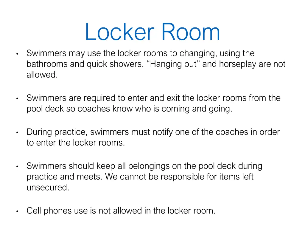 locker room swimmers may use the locker rooms