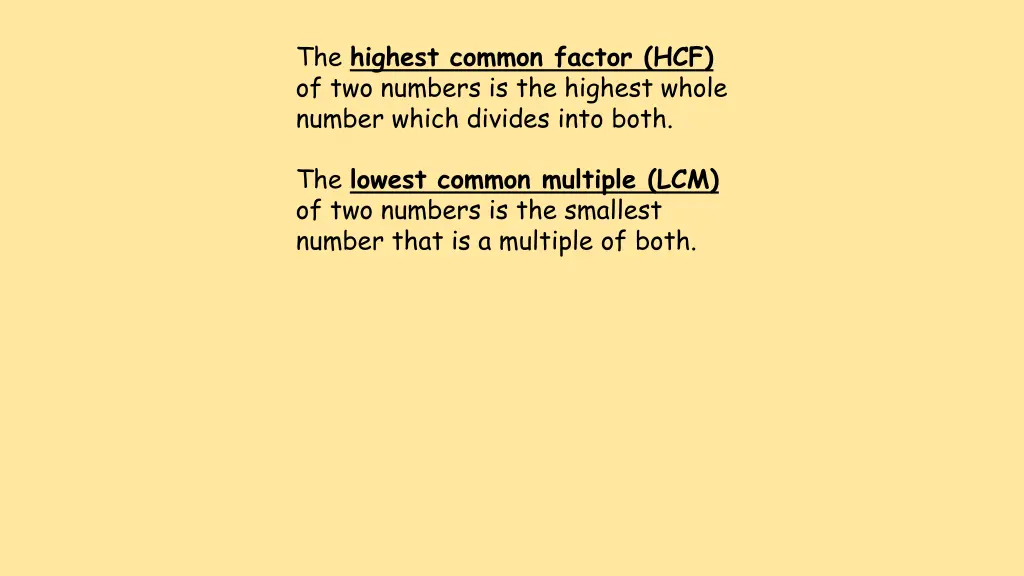the highest common factor hcf of two numbers