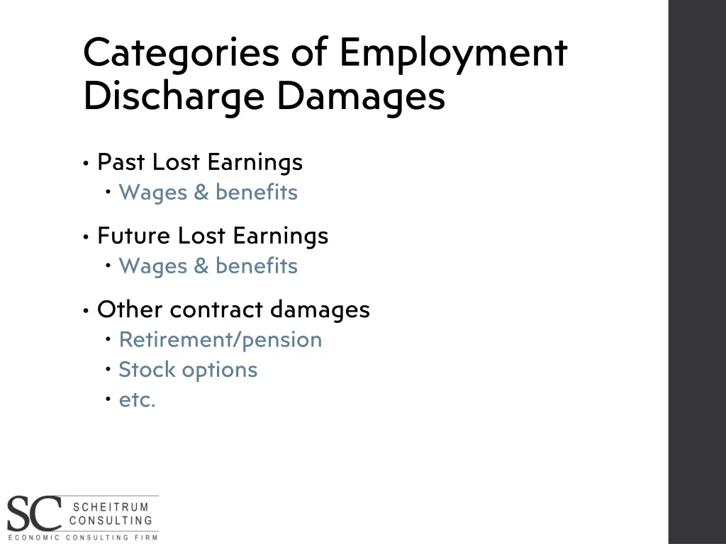 categories of employment discharge damages