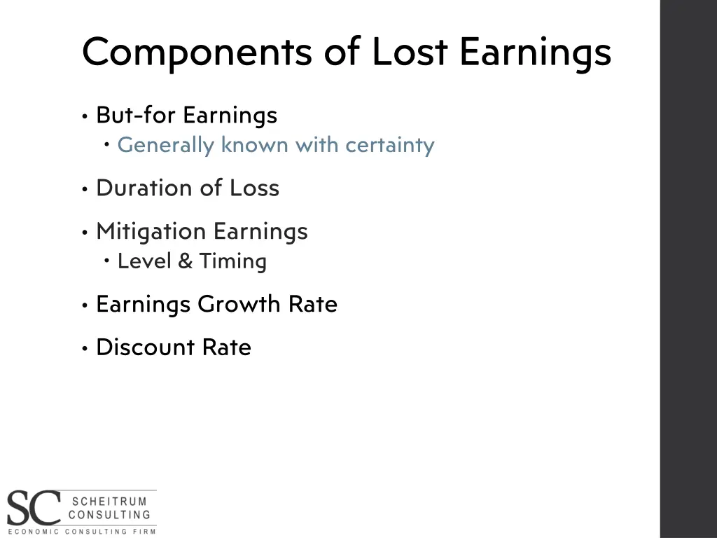 components of lost earnings