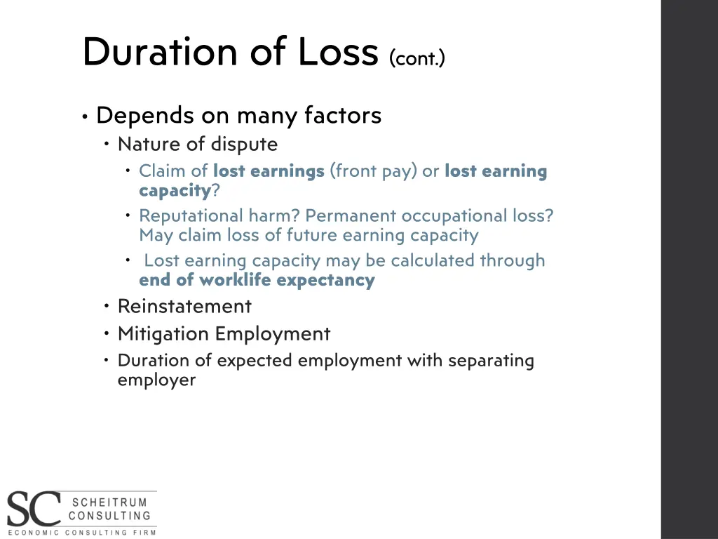 duration of loss cont