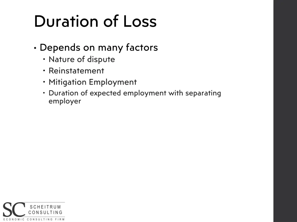 duration of loss