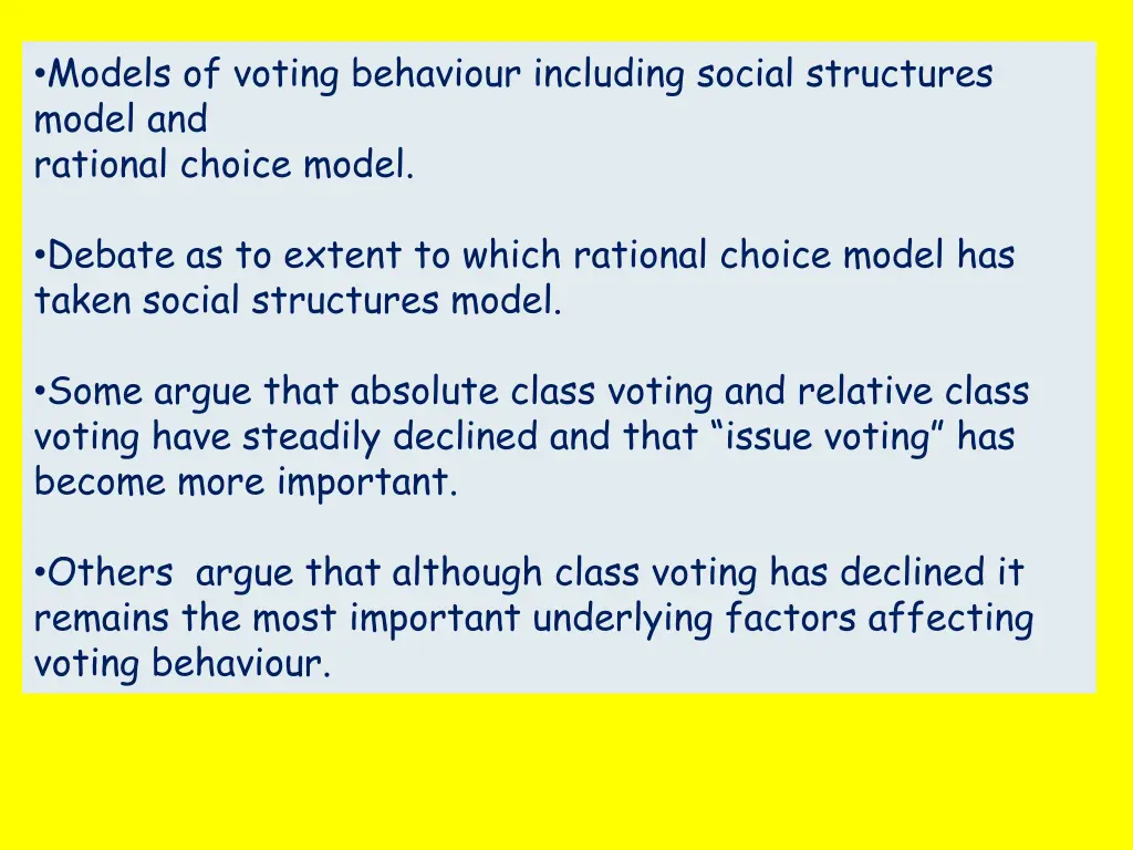 models of voting behaviour including social