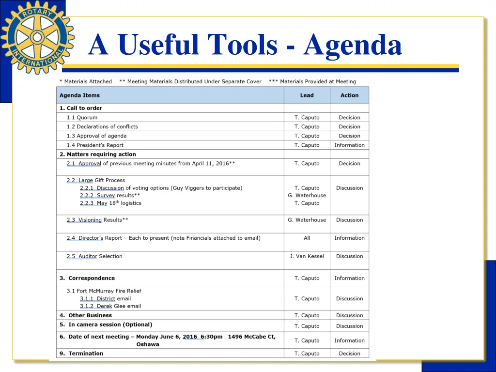 a useful tools agenda